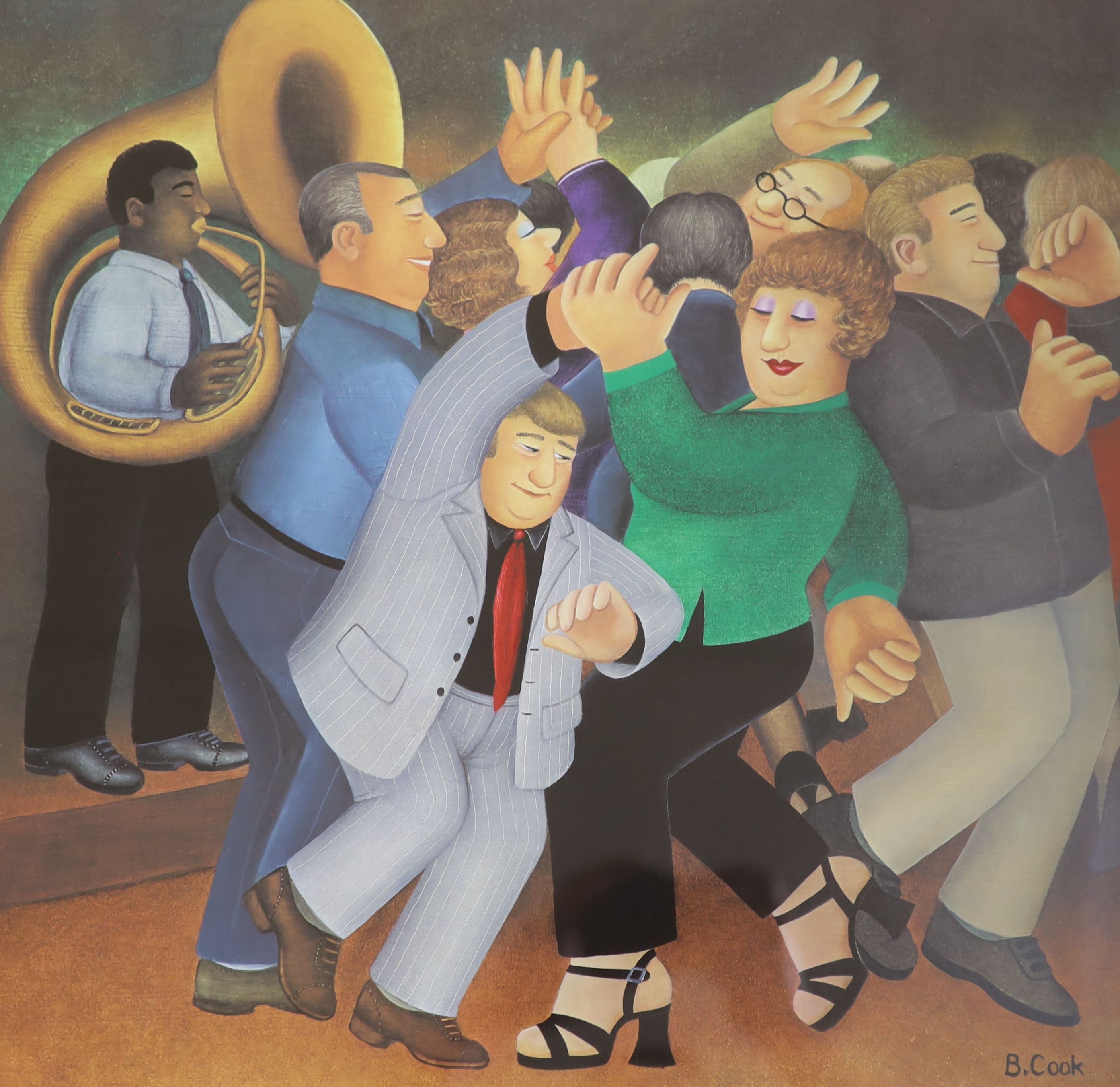 Beryl Cook, limited edition print, 'Jiving to Jazz', signed, 325/650, 49 x 50cm